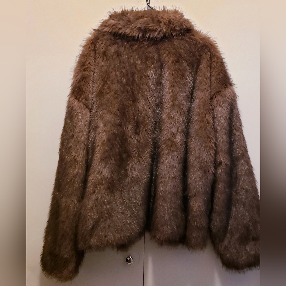 Wild Fable 3X Brown Faux Fur Jacket Plus Size Cozy Sherpa Teddy Coat Full Zip - Picture 8 of 13